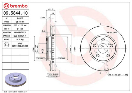 Brembo 09.5844.10 Brake Disc - 2