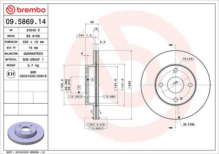 Brembo 09.5869.14 Brake Disc - 2