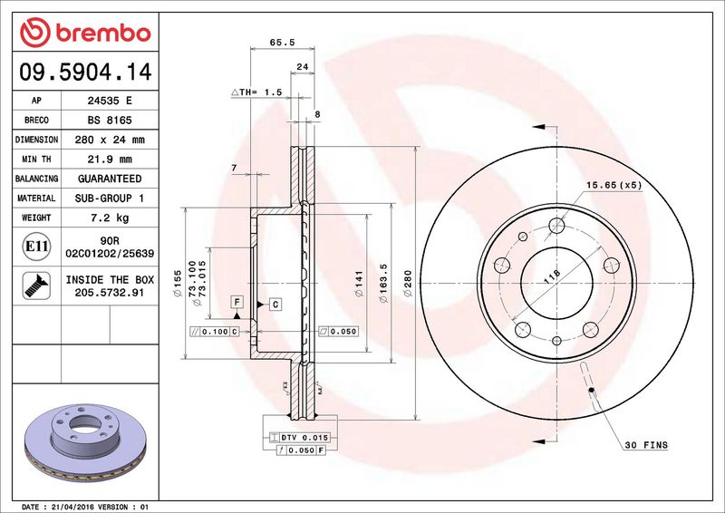 Brembo 09.5904.14 Brake Disc - 2