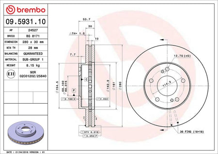 Brembo 09.5931.10 Brake Disc - 2