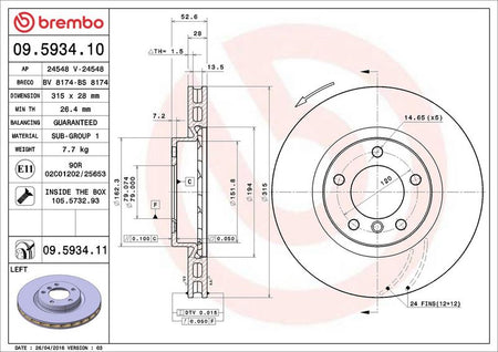 Brembo 09.5934.11 Brake Disc - 2
