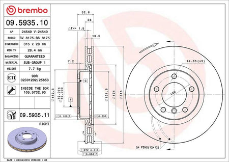 Brembo 09.5935.11 Brake Disc - 2