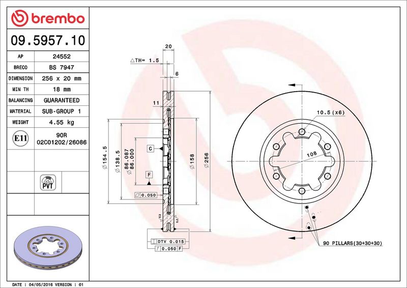 Brembo 09.5957.10 Brake Disc - 2