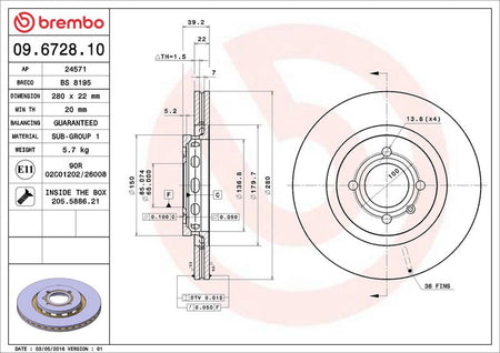 Brembo 09.6728.10 Brake Disc - 2