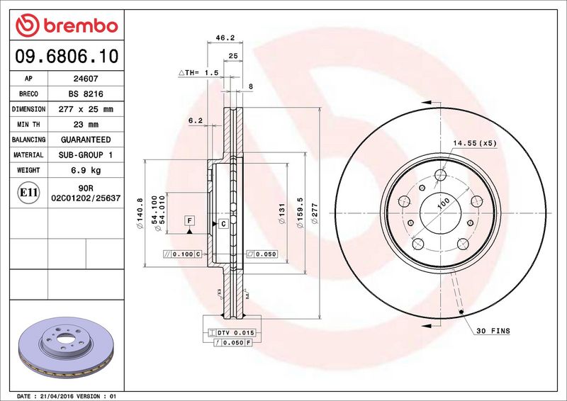 Brembo 09.6806.10 Brake Disc - 2