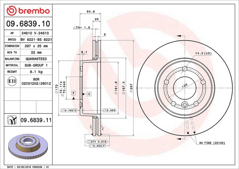 Brembo 09.6839.11 Brake Disc - 2
