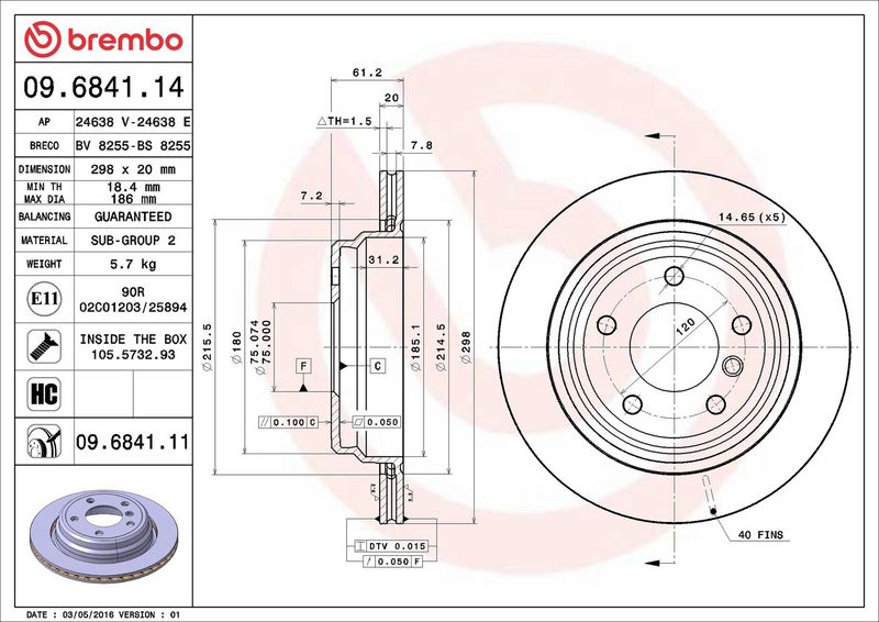Brembo 09.6841.11 Brake Disc - 2