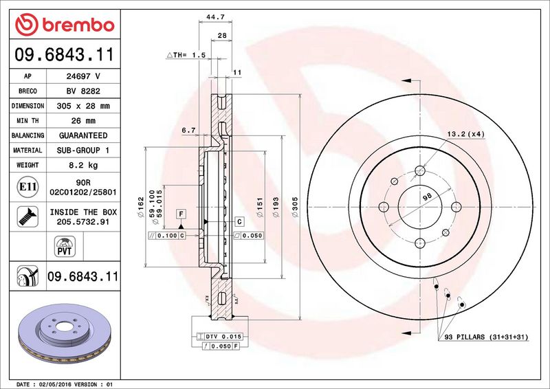 Brembo 09.6843.11 Brake Disc - 2