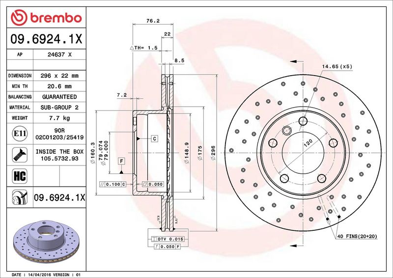 Brembo 09.6924.1X Brake Disc - 2