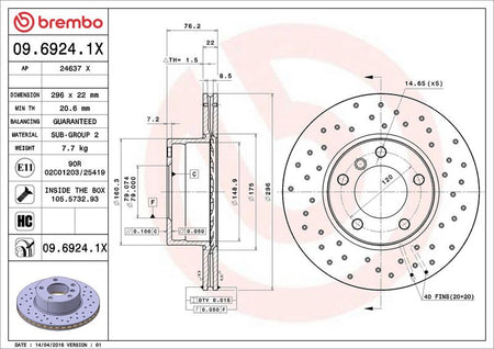 Brembo 09.6924.1X Brake Disc - 2