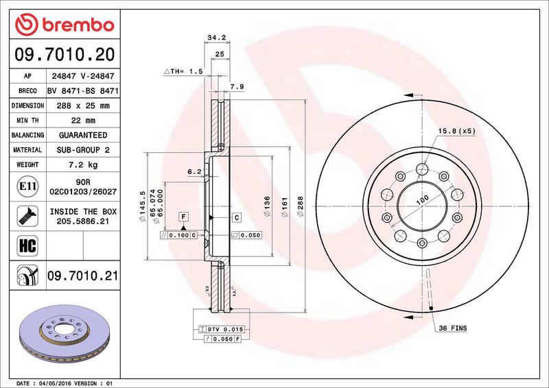Brembo 09.7010.21 Brake Disc - 2