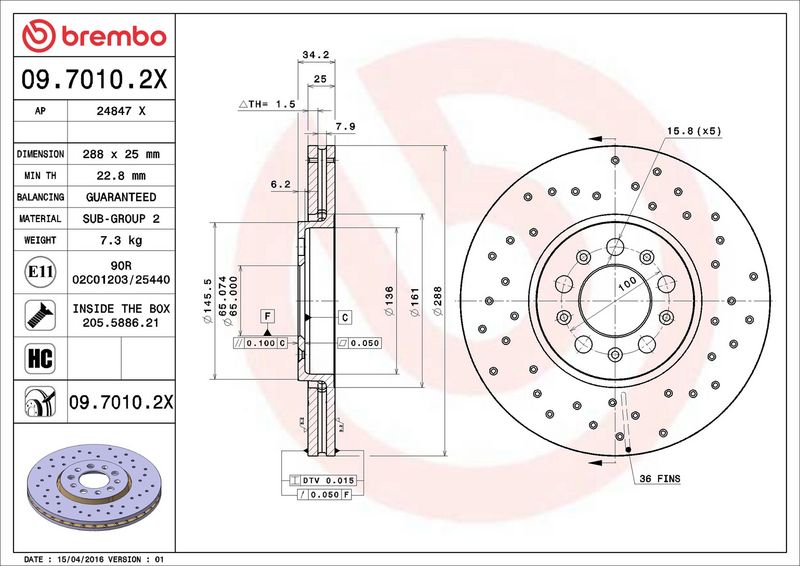 Brembo 09.7010.2X Brake Disc - 2