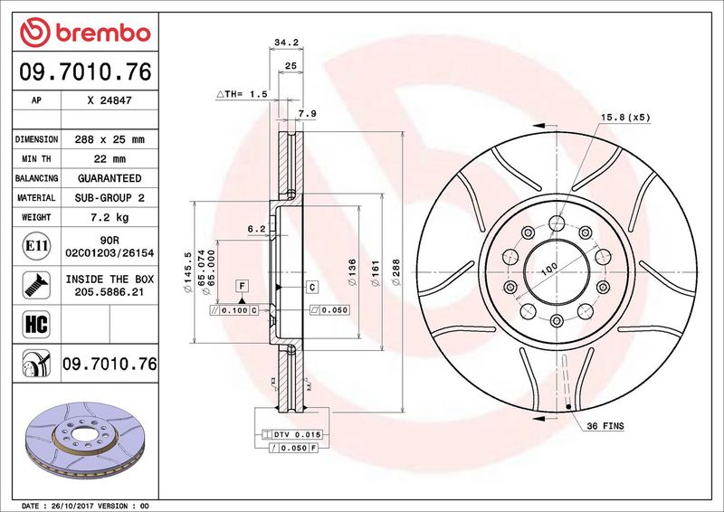 Brembo 09.7010.76 Brake Disc - 2