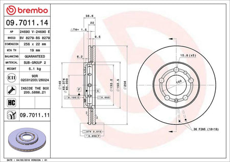 Brembo 09.7011.11 Brake Disc - 2