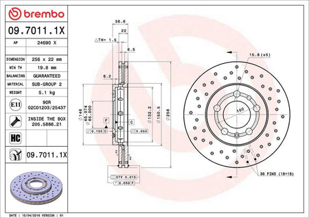 Brembo 09.7011.1X Brake Disc - 2