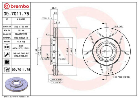 Brembo 09.7011.75 Brake Disc - 2