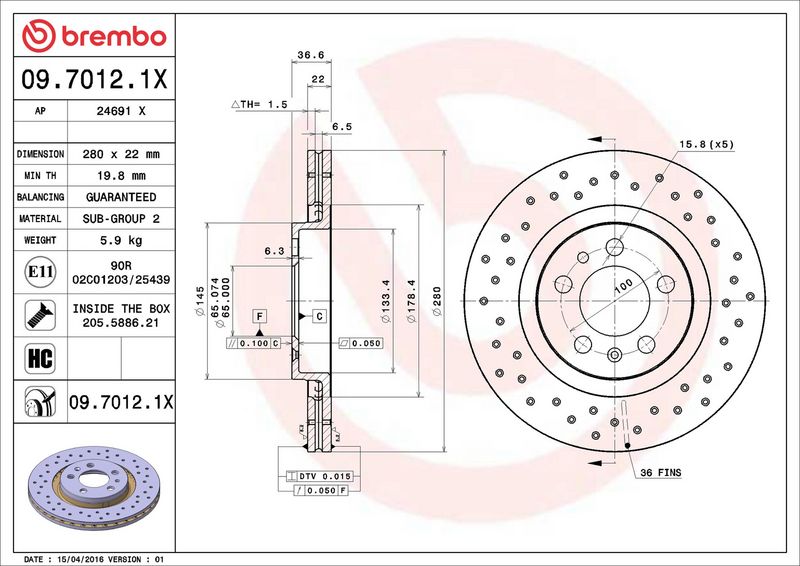 Brembo 09.7012.1X Brake Disc - 2