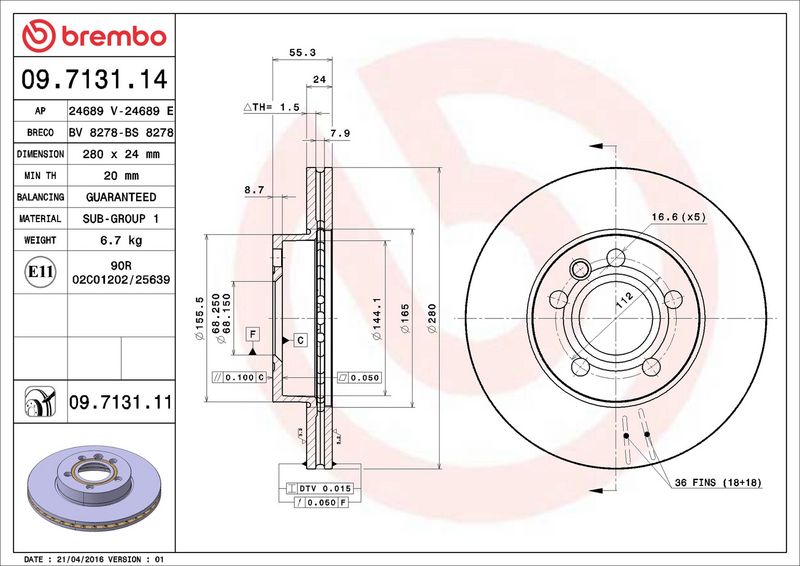 Brembo 09.7131.11 Brake Disc - 2