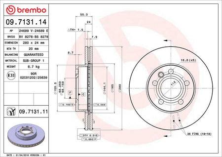 Brembo 09.7131.11 Brake Disc - 2