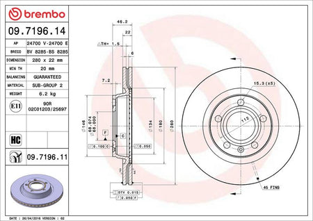 Brembo 09.7196.11 Brake Disc - 2