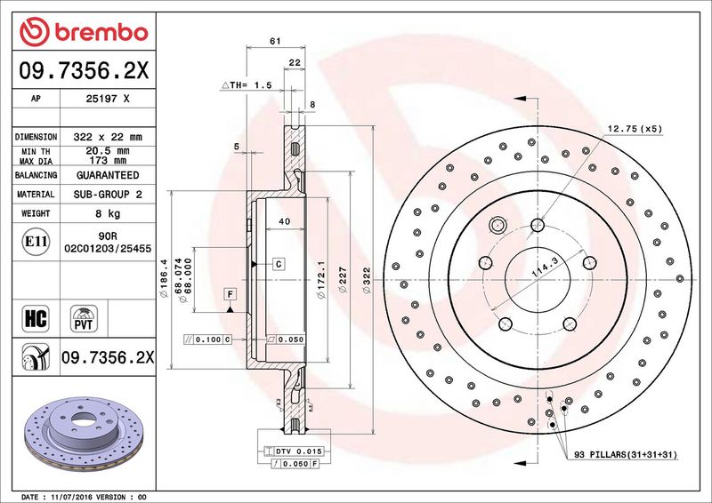 Brembo 09.7356.2X Brake Disc - 2