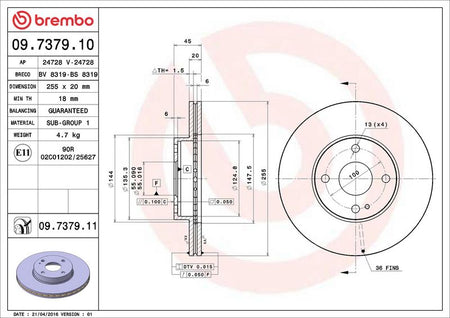 Brembo 09.7379.11 Brake Disc - 2