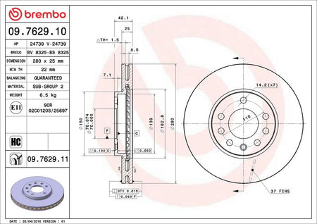 Brembo 09.7629.11 Brake Disc - 2