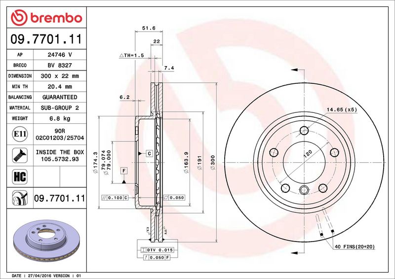 Brembo 09.7701.11 Brake Disc - 2