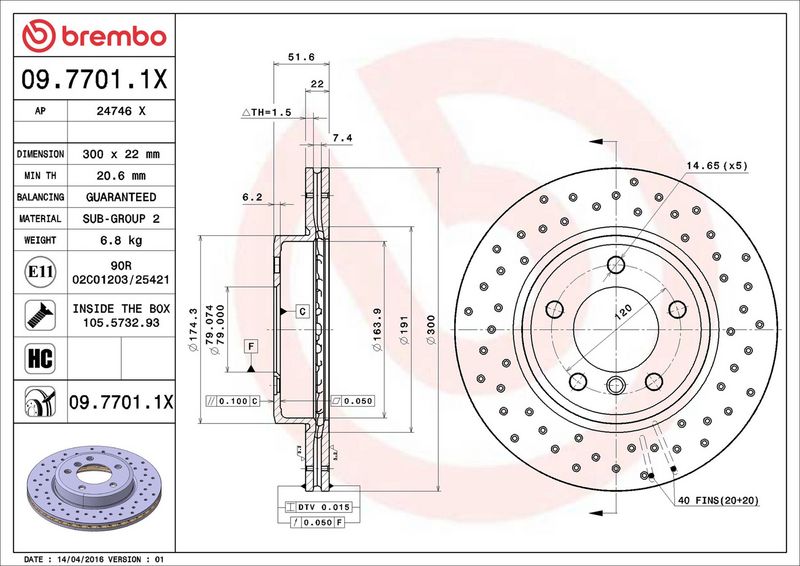 Brembo 09.7701.1X Brake Disc - 2