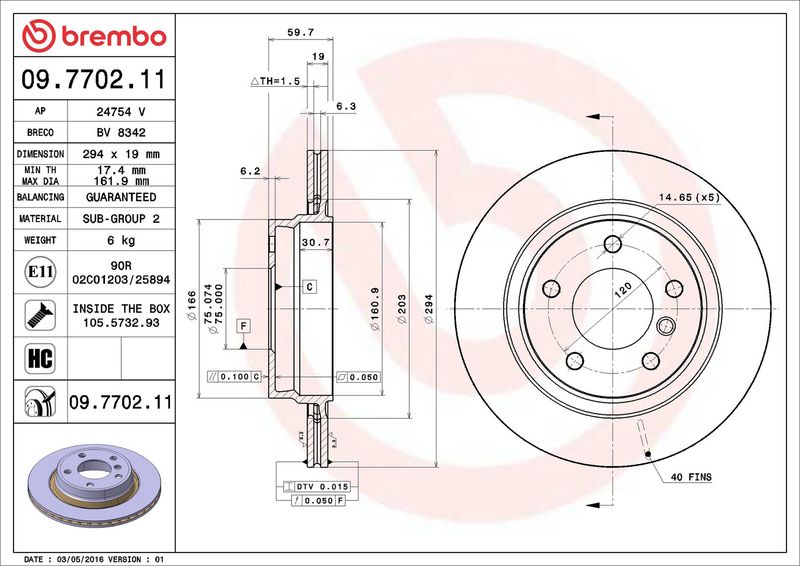 Brembo 09.7702.11 Brake Disc - 2