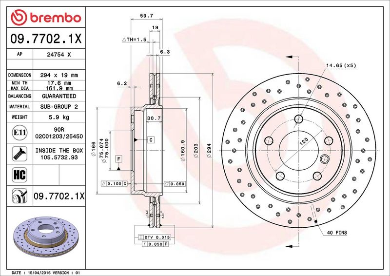 Brembo 09.7702.1X Brake Disc - 2