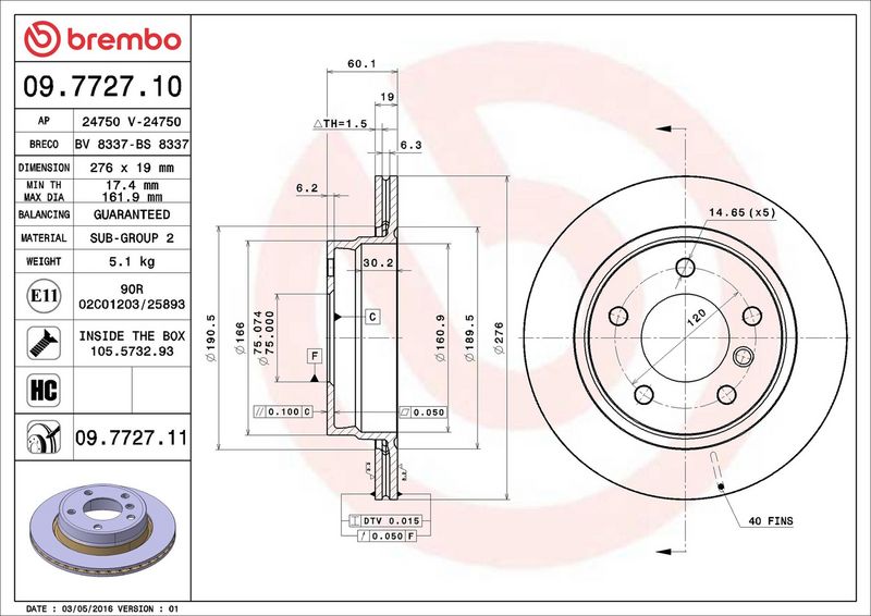 Brembo 09.7727.11 Brake Disc - 2