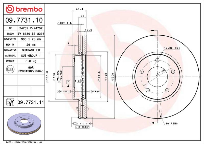 Brembo 09.7731.11 Brake Disc - 2