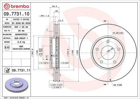 Brembo 09.7731.11 Brake Disc - 2
