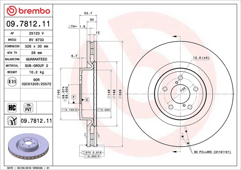 Brembo 09.7812.11 Brake Disc - 2