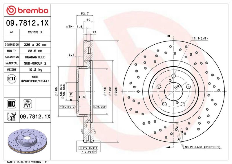 Brembo 09.7812.1X Brake Disc - 2