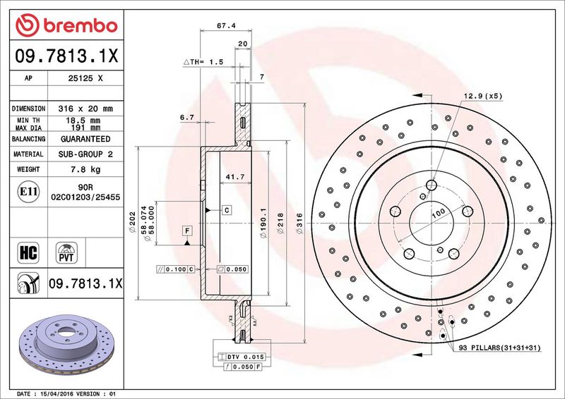 Brembo 09.7813.1X Brake Disc - 2