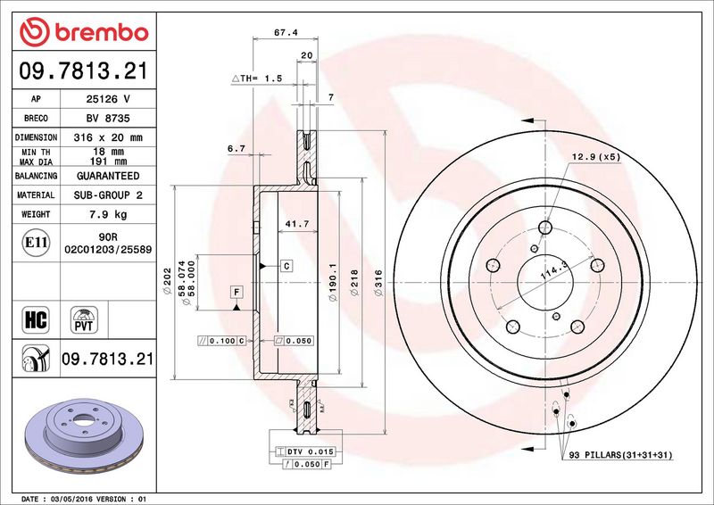 Brembo 09.7813.21 Brake Disc - 2