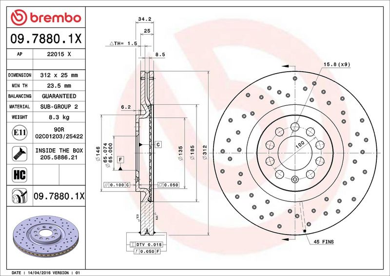 Brembo 09.7880.1X Brake Disc - 2