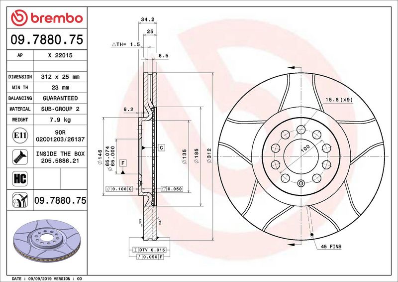 Brembo 09.7880.75 Brake Disc - 2