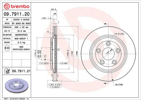Brembo 09.7911.21 Brake Disc - 2