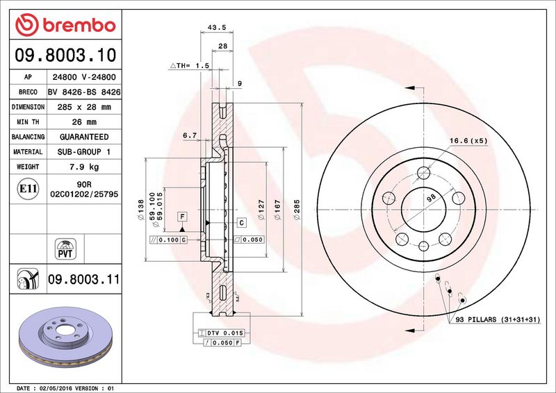 Brembo 09.8003.11 Brake Disc - 2