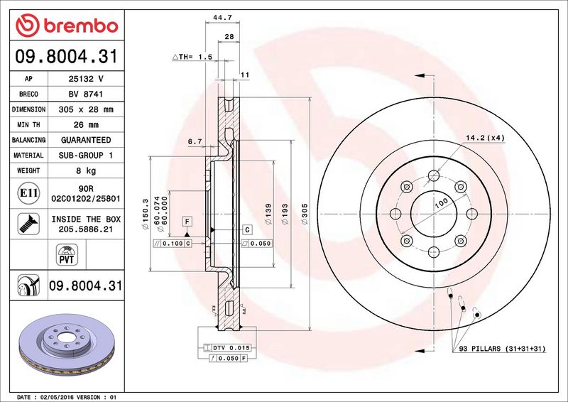 Brembo 09.8004.31 Brake Disc - 2