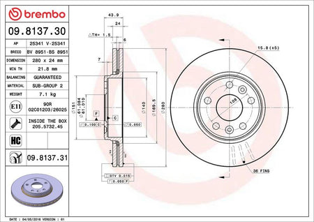 Brembo 09.8137.31 Brake Disc - 2