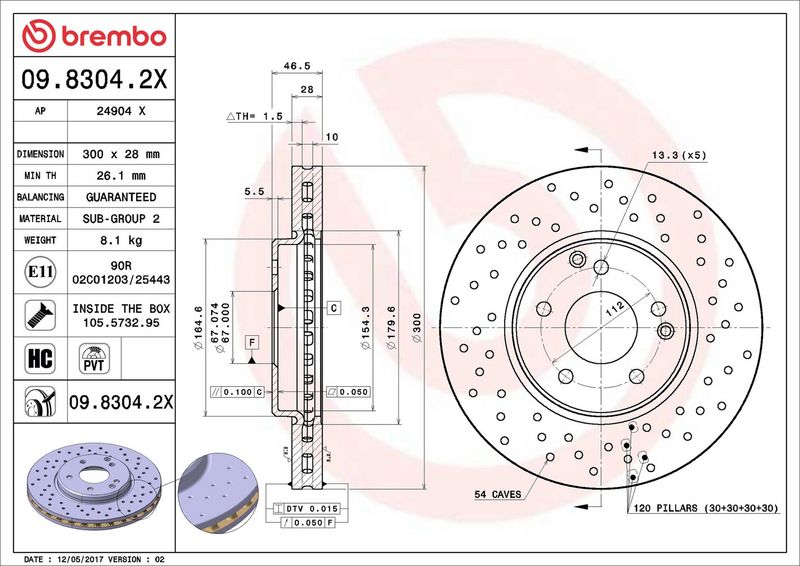Brembo 09.8304.2X Brake Disc - 2