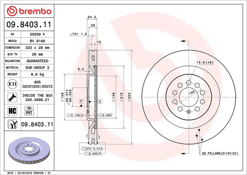 Brembo 09.8403.11 Brake Disc - 2