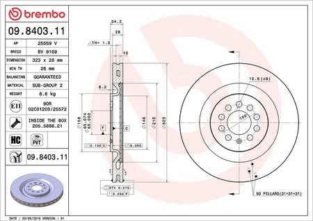 Brembo 09.8403.11 Brake Disc - 2