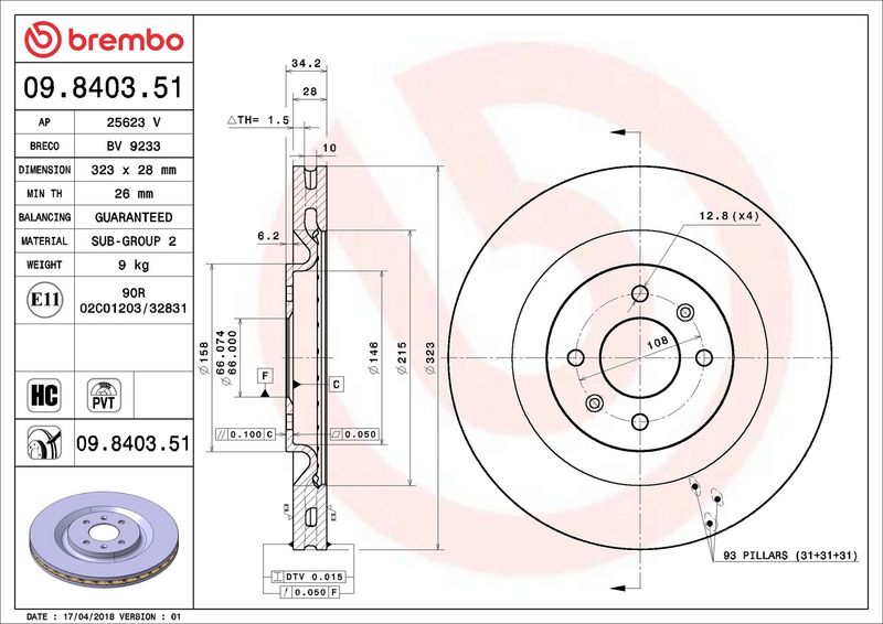 Brembo 09.8403.51 Brake Disc - 2