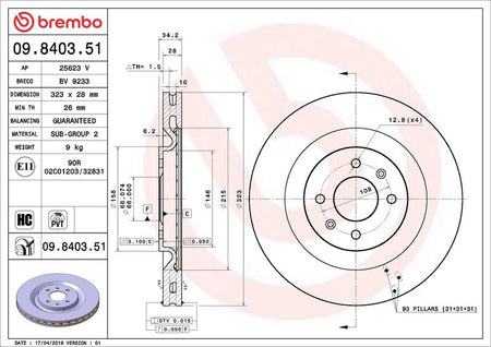 Brembo 09.8403.51 Brake Disc - 2