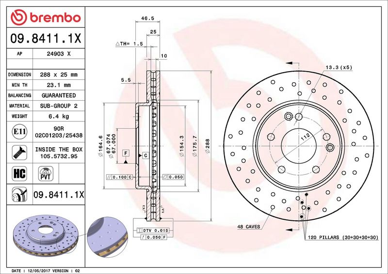 Brembo 09.8411.1X Brake Disc - 2